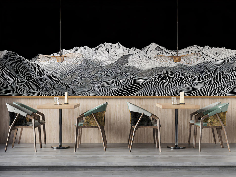 Abstract Wireframe Mountain Peak Panorama | Modern Digital Topography Wallpaper