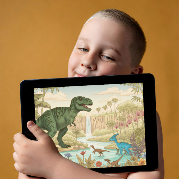 Prehistoric Jungle Dinosaur Adventure Mural | Educational Kids Nature Wallpaper