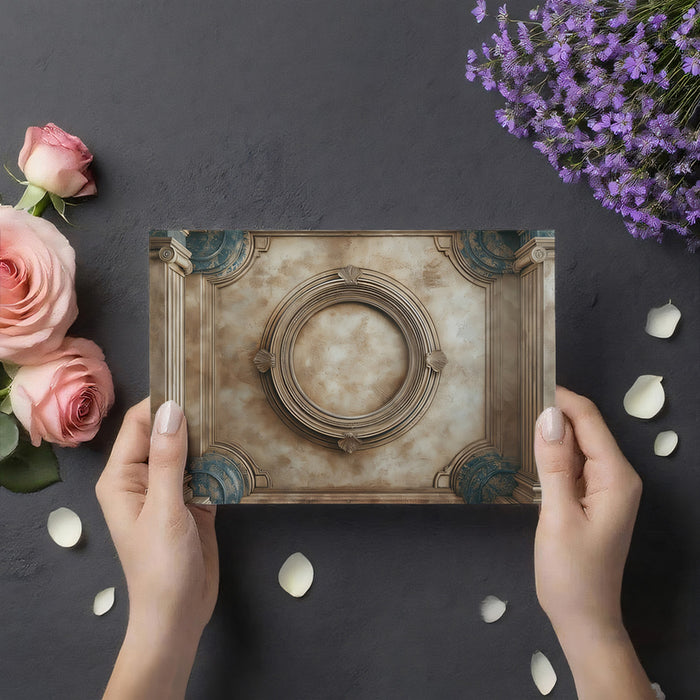 Neoclassical Architectural Relief with Columns Mural | Vintage Baroque Ornament Wallpaper