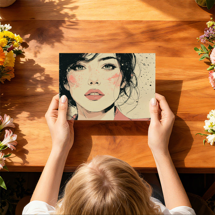 Modern Artistic Portrait Sketch Mural | Expressive Ink Splatter Art Wallpaper