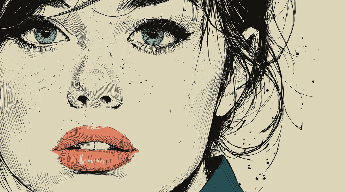 Chic Line Art Female Portrait Mural | Sophisticated Ink Sketch Wallpaper