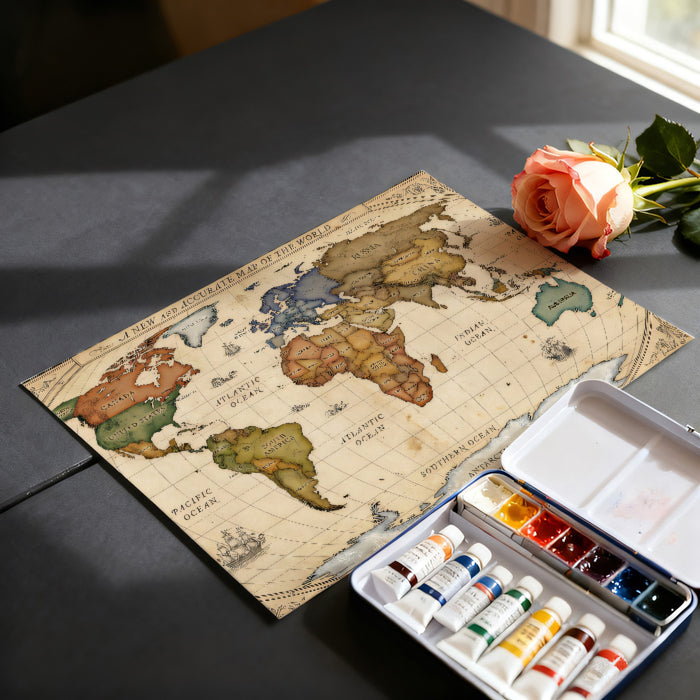 Vintage Explorer Antique World Map Mural | Classic Cartography Educational Wallpaper