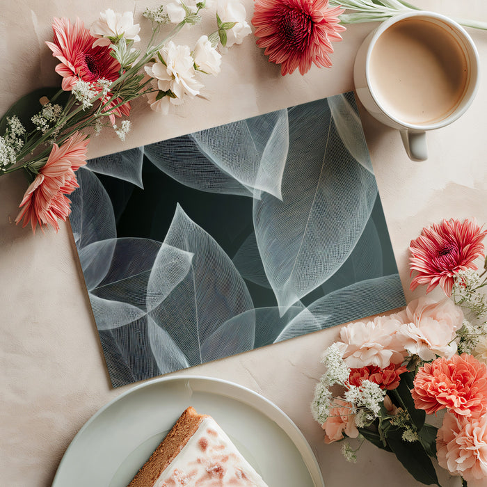 Abstract White Skeleton Leaf Mural | Minimalist Monochrome Botanical Wallpaper