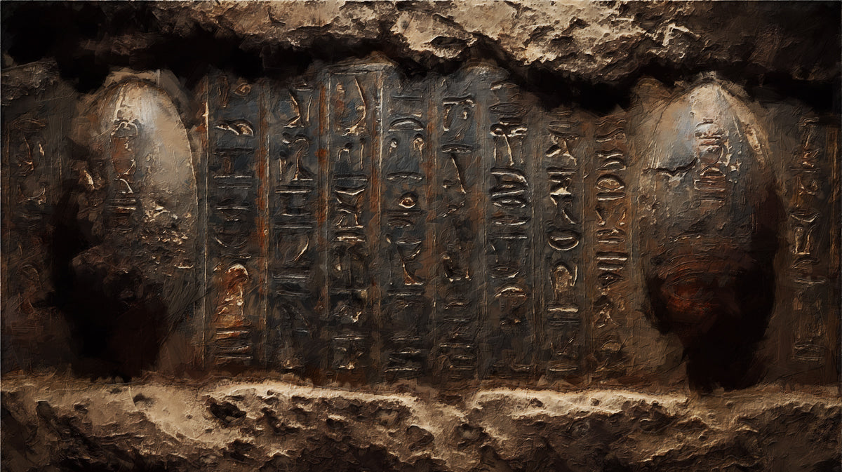 Egyptian Tomb Hieroglyphic Tablet Mural | Ancient Archaeological Stone Wallpaper