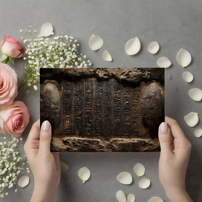 Egyptian Tomb Hieroglyphic Tablet Mural | Ancient Archaeological Stone Wallpaper
