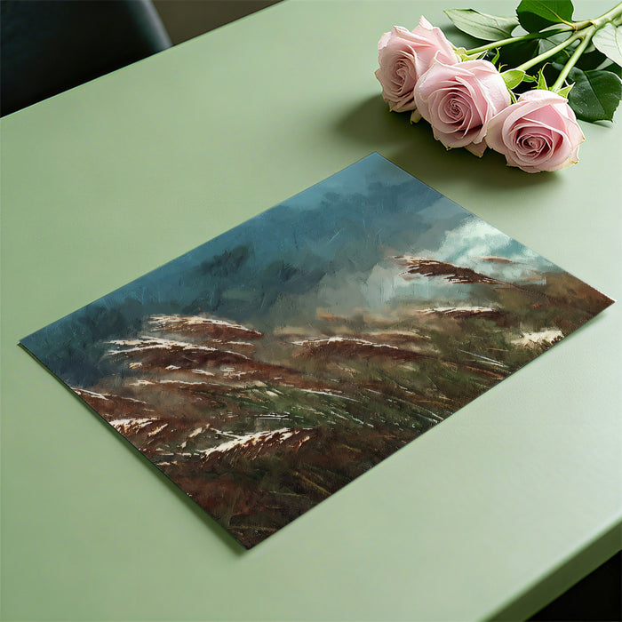 Wind Swept Autumn Pampas Grass Painterly Mural | Moody Coastal Nature Wallpaper