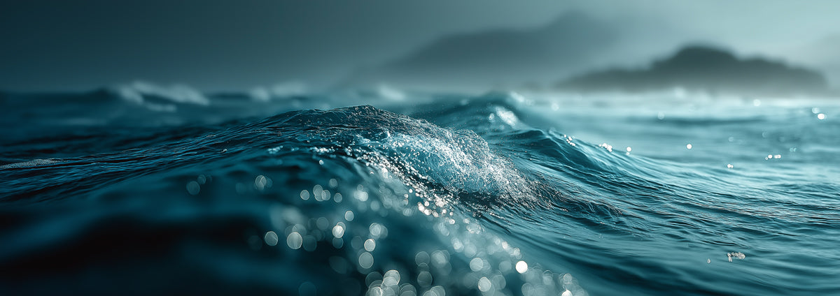 Sunlight Glistening Blue Water Surface Mural | Macro Shimmering Sea Wallpaper