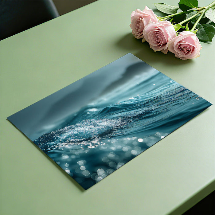 Sunlight Glistening Blue Water Surface Mural | Macro Shimmering Sea Wallpaper