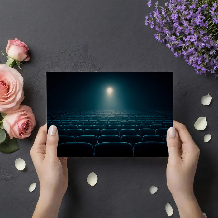 Dark Cinema Seating Perspective Mural - Immersive Movie Night Wall Decor