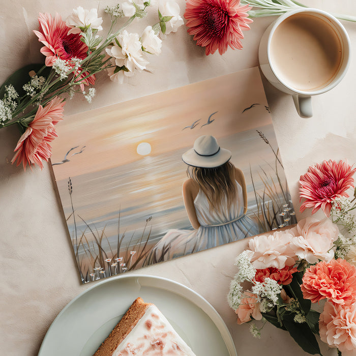 Serene Sunset Seascape Mural - Peaceful Coastal Living Wall Art