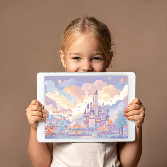 Enchanted Pastel Kingdom Mural - Whimsical Fairy Tale Castle Art