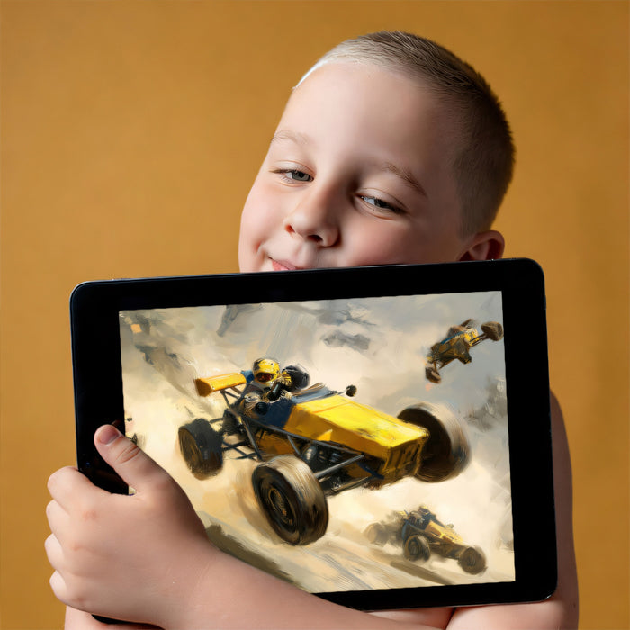 Off-Road Racing Action Mural - Dynamic Textured Oil Painting