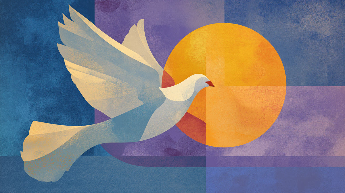 Dove of Peace Abstract Mural - Modern Geometric Spiritual Art