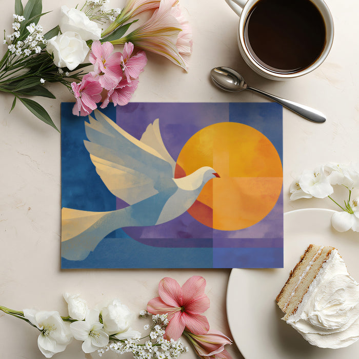 Dove of Peace Abstract Mural - Modern Geometric Spiritual Art