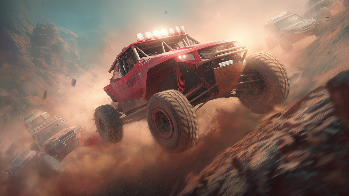 Dusty Desert Off-Road Rally Mural - High-Energy 3D Racing Decor