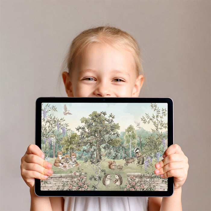 Geheimer Gartenpicknick Wandgemälde - Klassische Märchenwaldszene