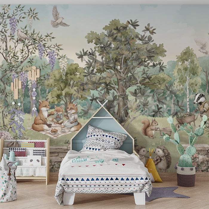 Geheimer Gartenpicknick Wandgemälde - Klassische Märchenwaldszene
