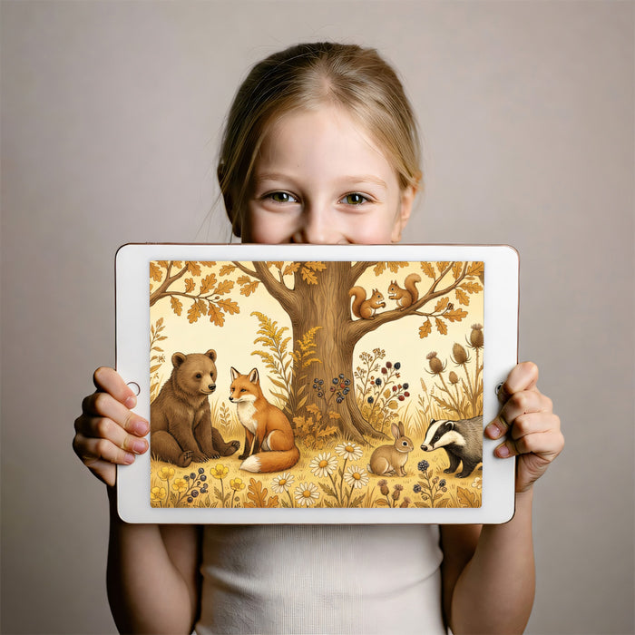 Forest Friends Meadow Mural - Classic Storybook Woodland Animals