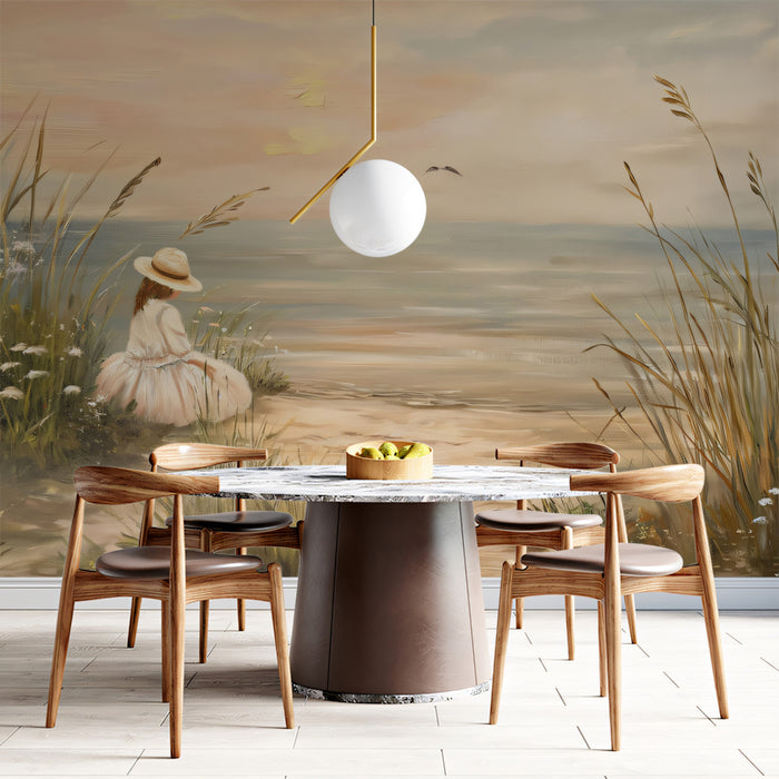 Serene Sunset Dunes Mural - Peaceful Coastal Oil Painting