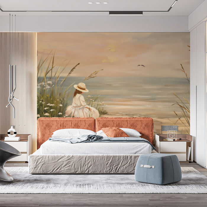 Serene Sunset Dunes Mural - Peaceful Coastal Oil Painting