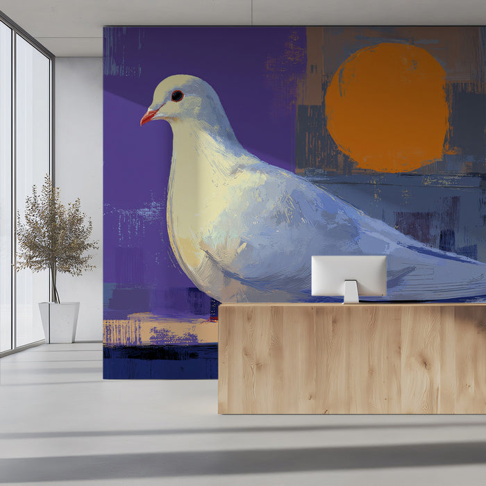 Radiant Peace Dove Mural - Bold Modern Abstract Art