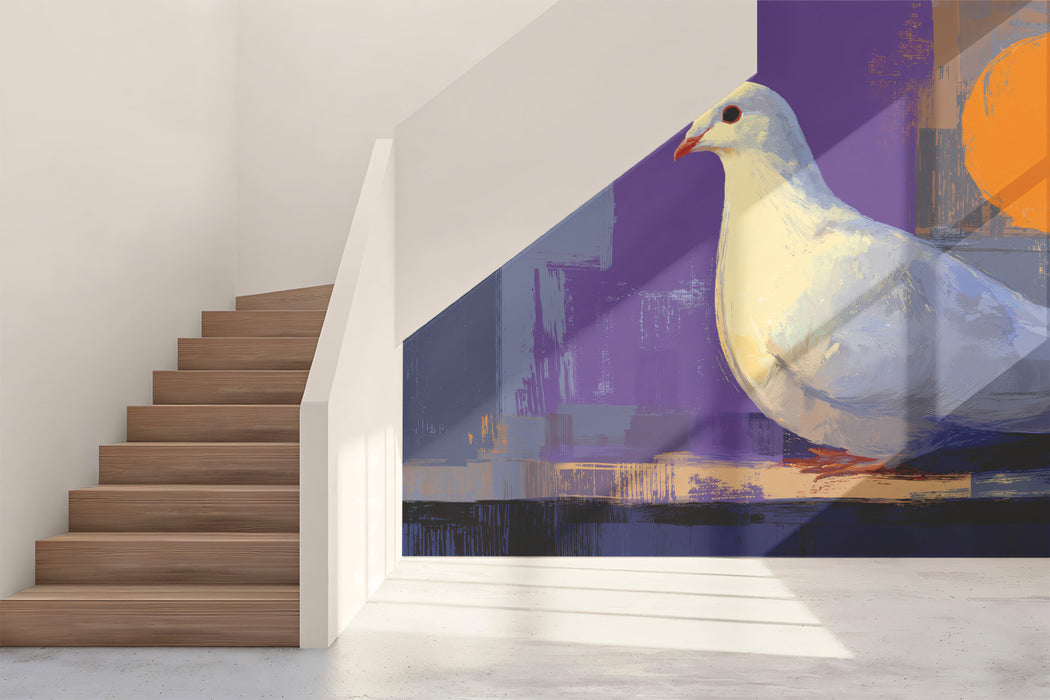 Radiant Peace Dove Mural - Bold Modern Abstract Art