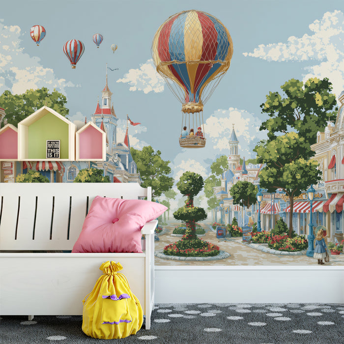 Enchanted Victorian Street Mural - Classic Fantasy Townscape Art