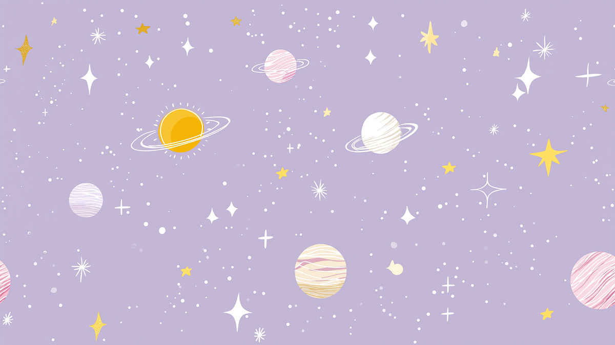 Pastel Galaxy Dream Mural - Whimsical Celestial Nursery Art