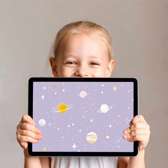 Pastel Galaxy Dream Mural - Whimsical Celestial Nursery Art