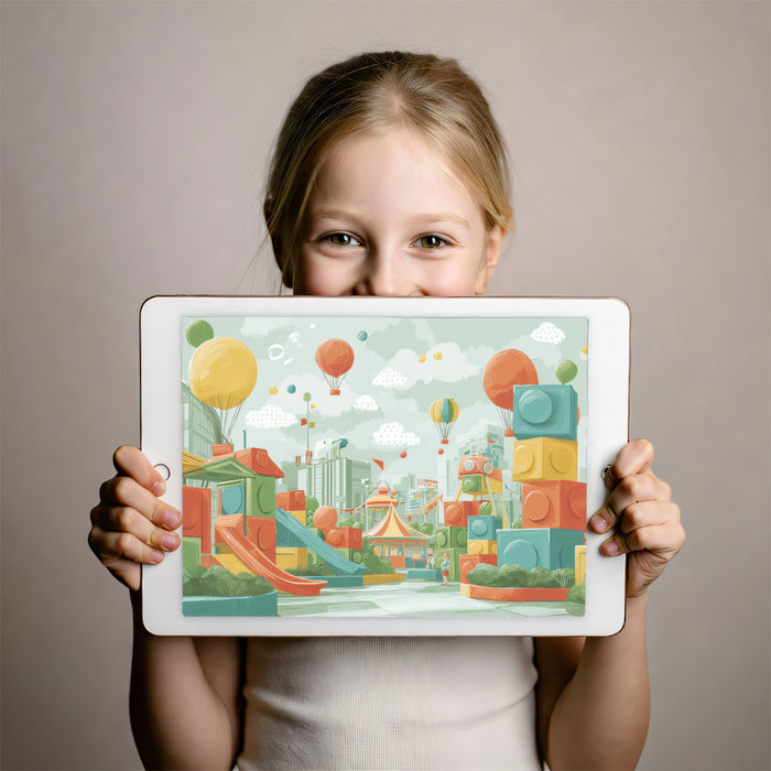 Colorful Toy Building Block Playground and Fairground Wall Mural Wallpaper