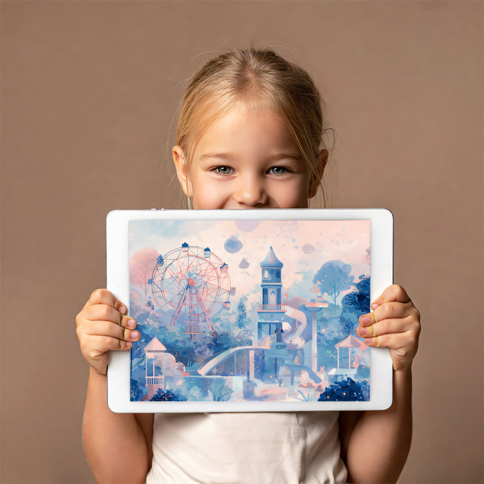 Midnight Carnival Forest Mural - Dreamy Pastel Fantasy Art