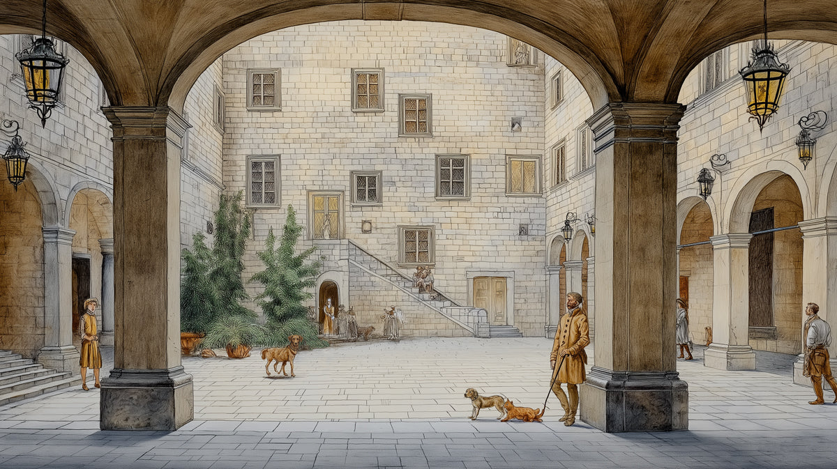 Classical European Courtyard and Renaissance Architecture Wall Mural Wallpaper