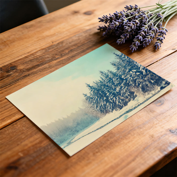 Sunny Winter Forest Panorama and Snowy Stream Wall Mural Wallpaper