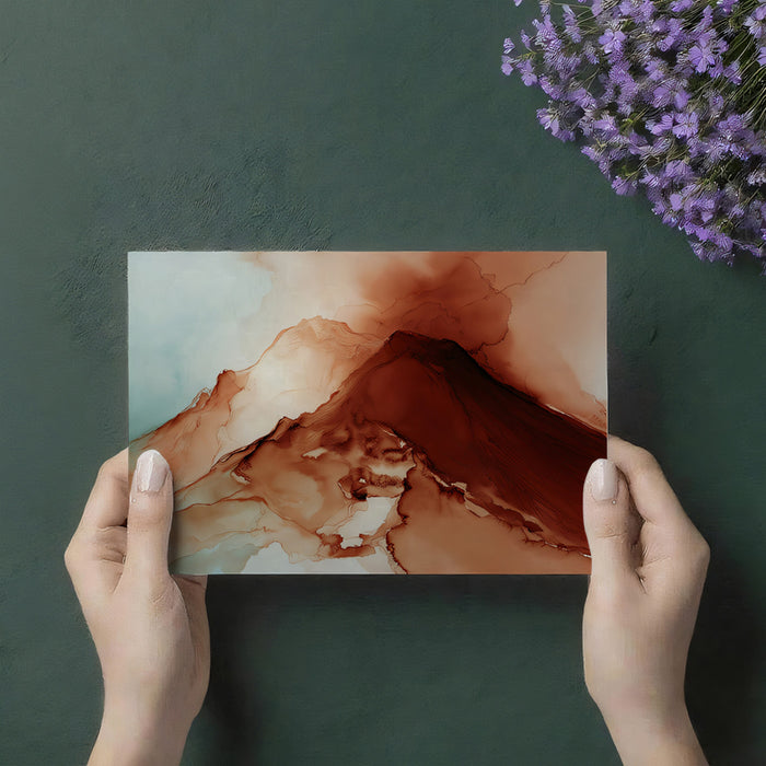 Abstract Earth Core Mural - Fluid Terracotta & Teal Flow Art