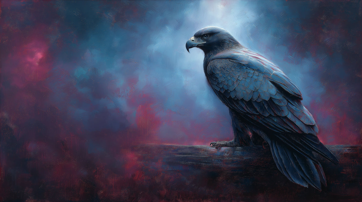 Midnight Guardian Eagle Mural - Moody Abstract Wildlife Decor