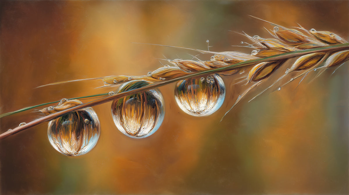 Golden Dew Harvest Mural - Macro Nature Photography Art