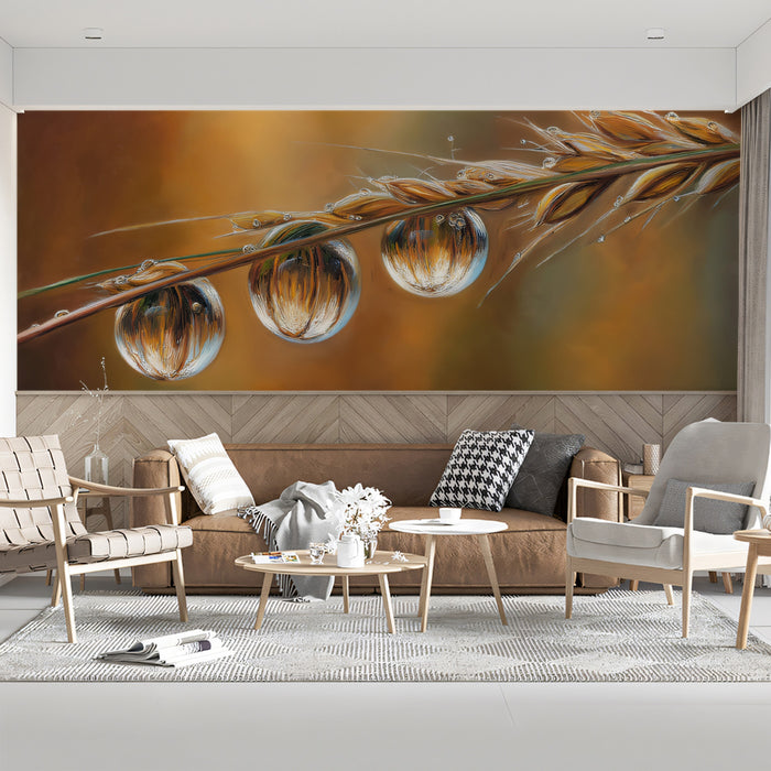 Golden Dew Harvest Mural - Macro Nature Photography Art