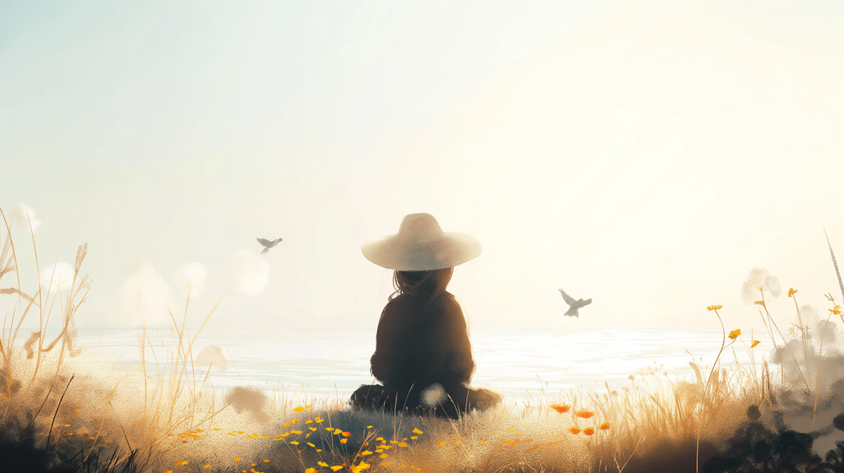 Sun-Kissed Solitude Mural - Minimalist Ethereal Meadow Decor