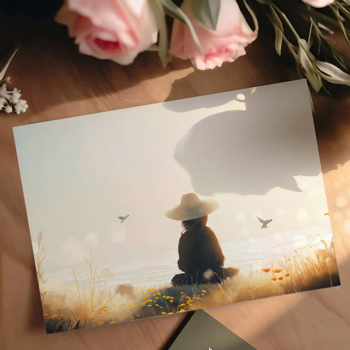 Sun-Kissed Solitude Mural - Minimalist Ethereal Meadow Decor