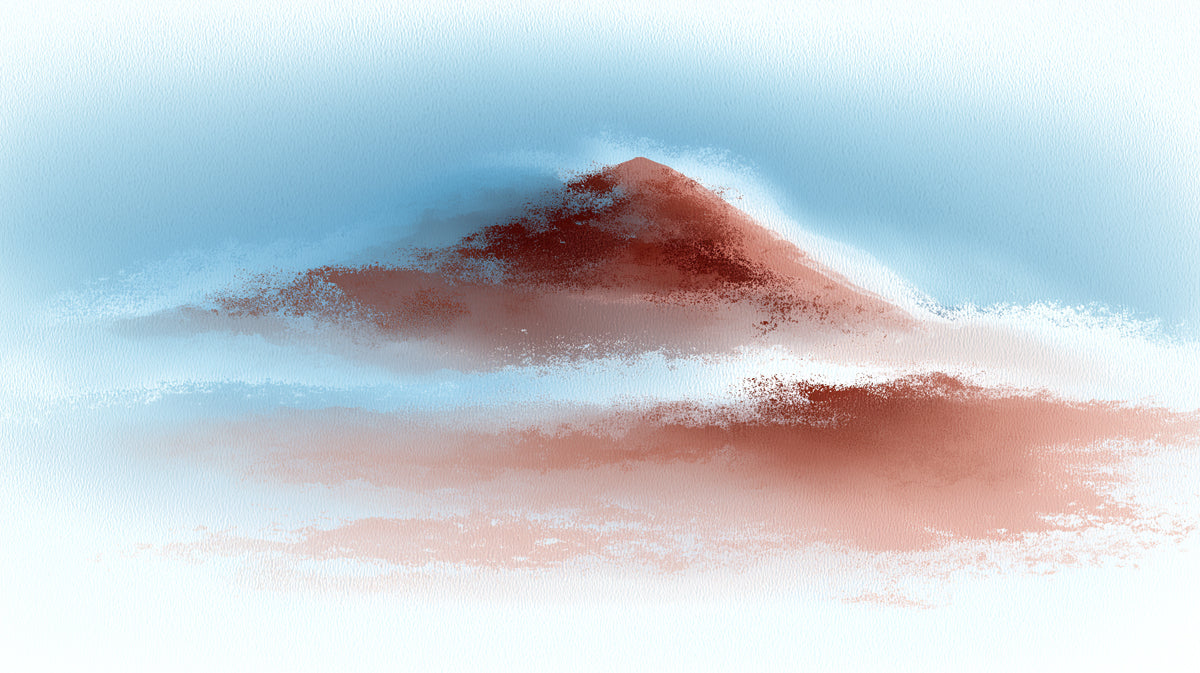 Ethereal Crimson Peaks Mural - Minimalist Abstract Watercolor Art
