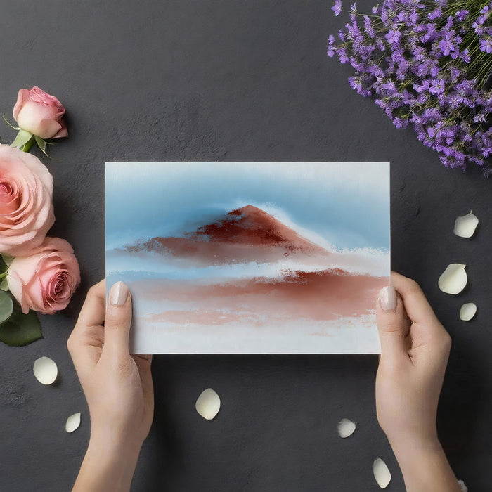 Ethereal Crimson Peaks Mural - Minimalist Abstract Watercolor Art