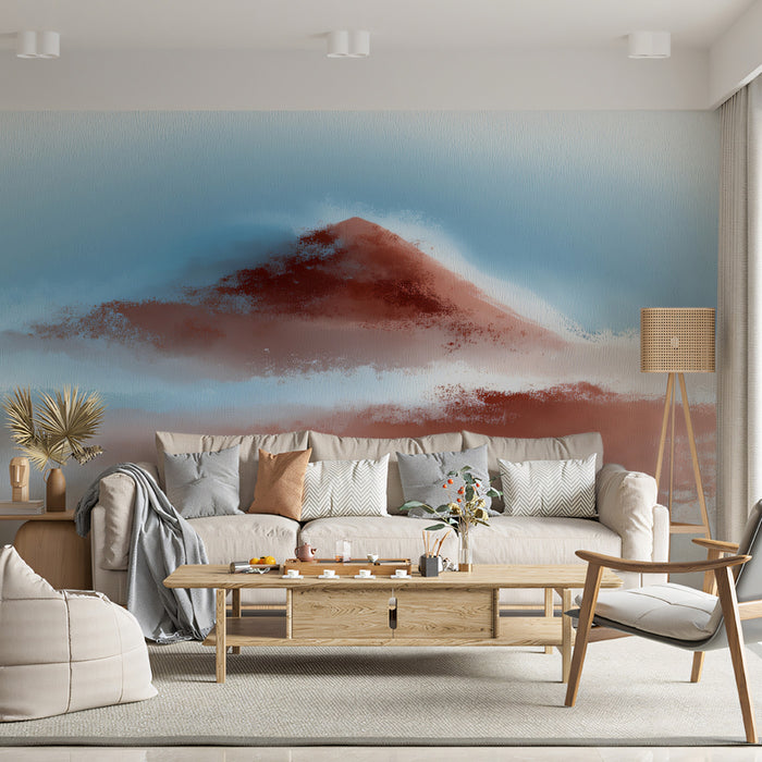 Ethereal Crimson Peaks Mural - Minimalist Abstract Watercolor Art