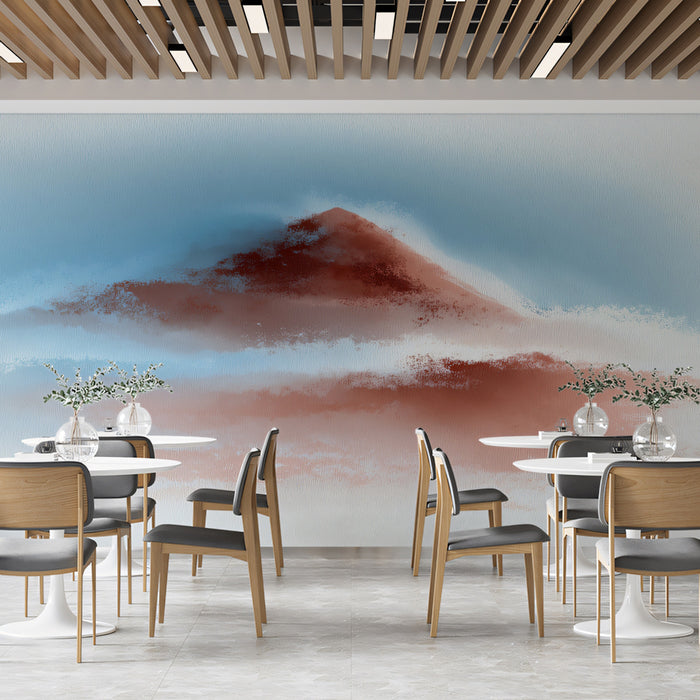 Ethereal Crimson Peaks Mural - Minimalist Abstract Watercolor Art