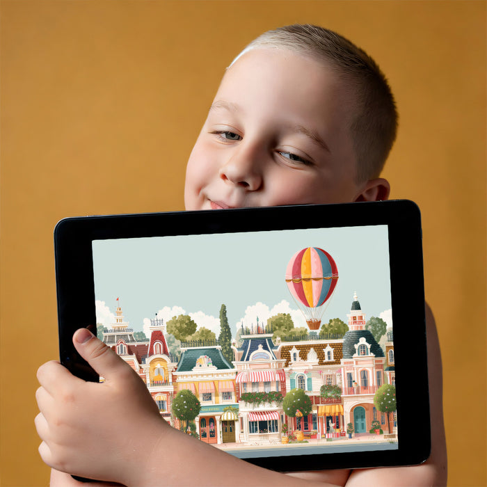 Whimsical Victorian Promenade Mural - Colorful Storybook Street Art