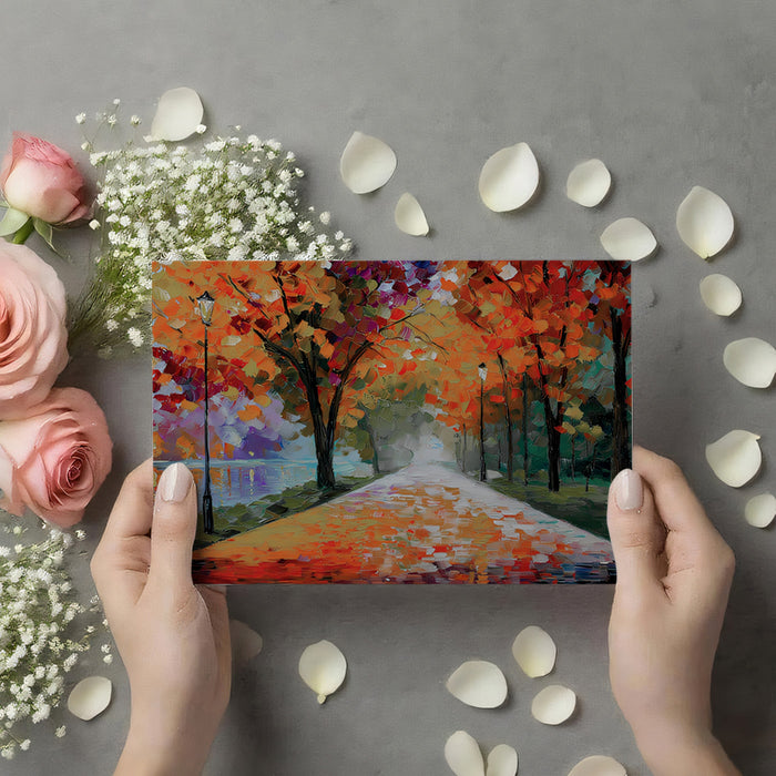 Midnight Autumn Park Mural - Romantic Vibrant Impressionist Art