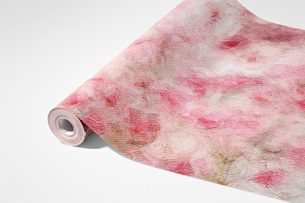 Dreamy Impressionist Cherry Blossom Canopy Wall Mural | Romantic Floral Oil Painting & Soft Spring Breeze Decor