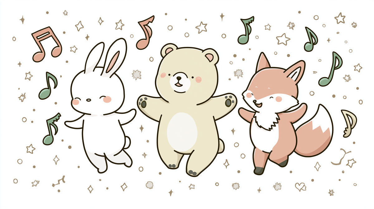 Enchanted Forest Concert Nursery Wall Mural | Whimsical Animal Friends & Pastel Musical Dreamscape