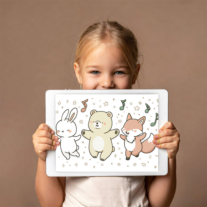 Enchanted Forest Concert Nursery Wall Mural | Whimsical Animal Friends & Pastel Musical Dreamscape