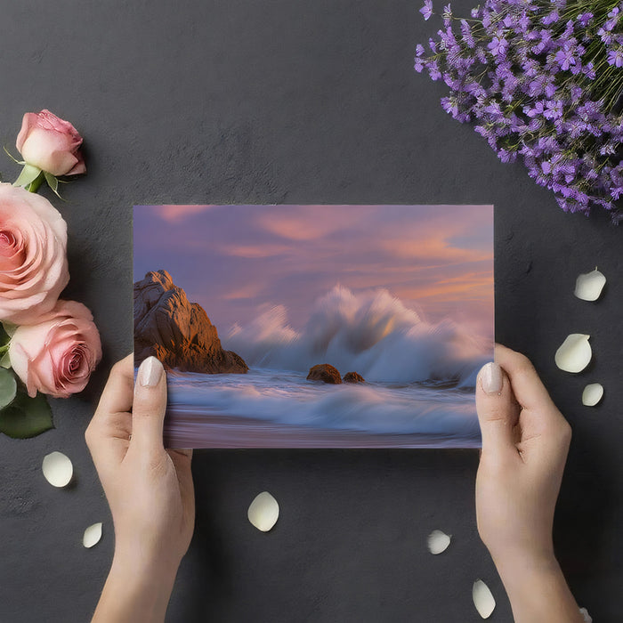 Ethereal Ocean Swell Wall Mural | Dramatic Sunset Wave & Serene Coastal Long-Exposure Art