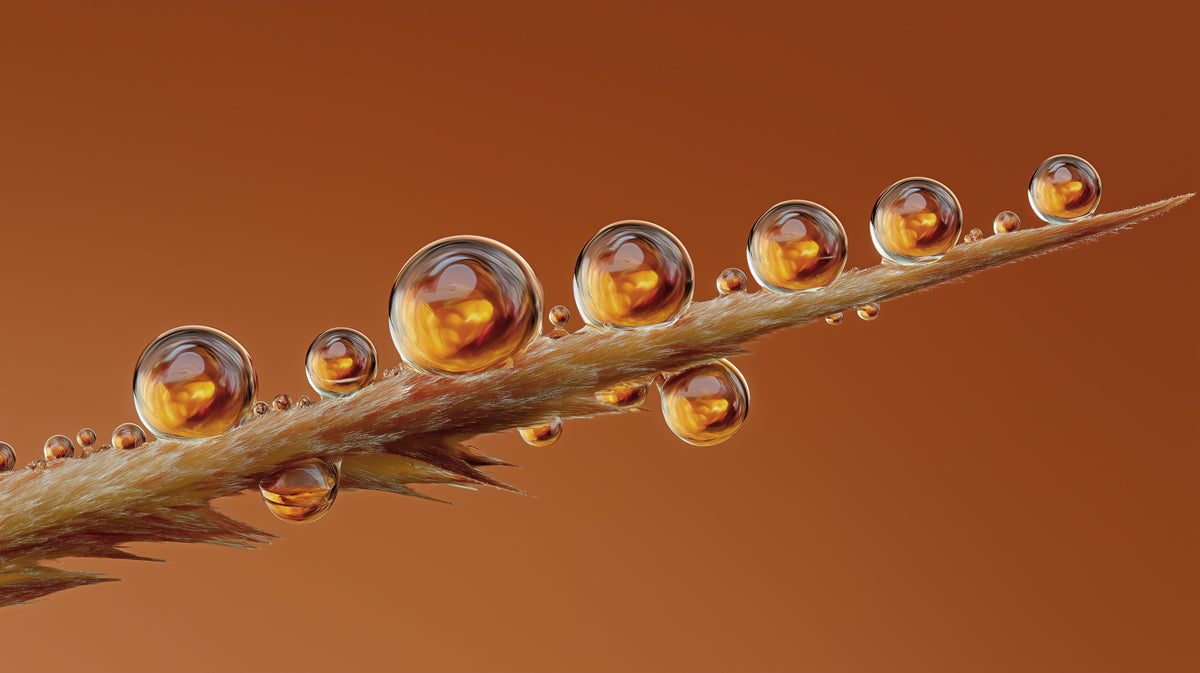 Golden Dewdrop Macro Wall Mural | Exquisite Nature Detail & Amber Radiance Contemporary Art